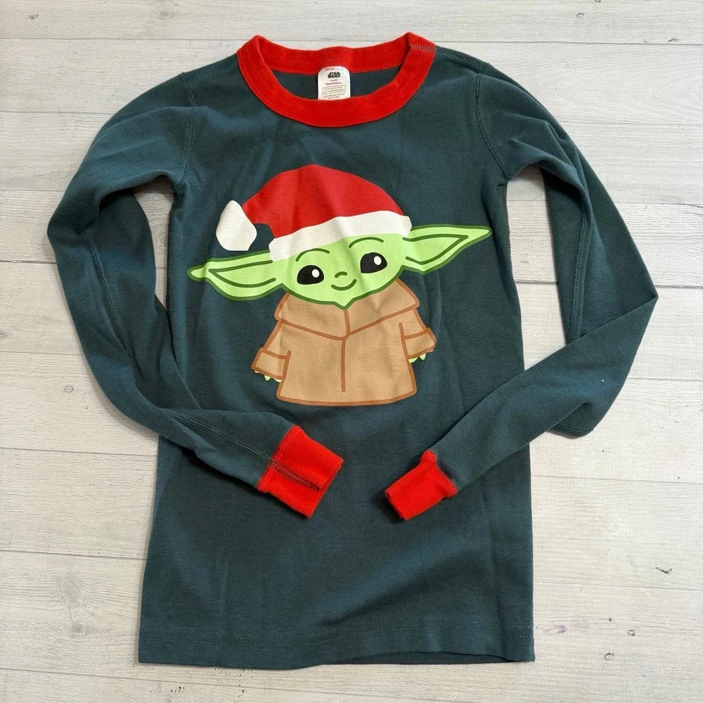 Hanna Andersson‎ baby Yoda Santa Christmas long John pajamas size 140/10